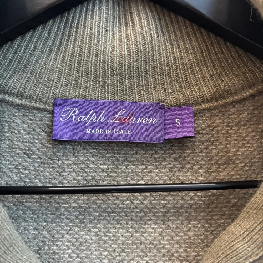 Ralph Lauren Purple Label Birdseye Cashmere Quarter Zip Slim Fit Sweater Sz S - Picture 6 of 14